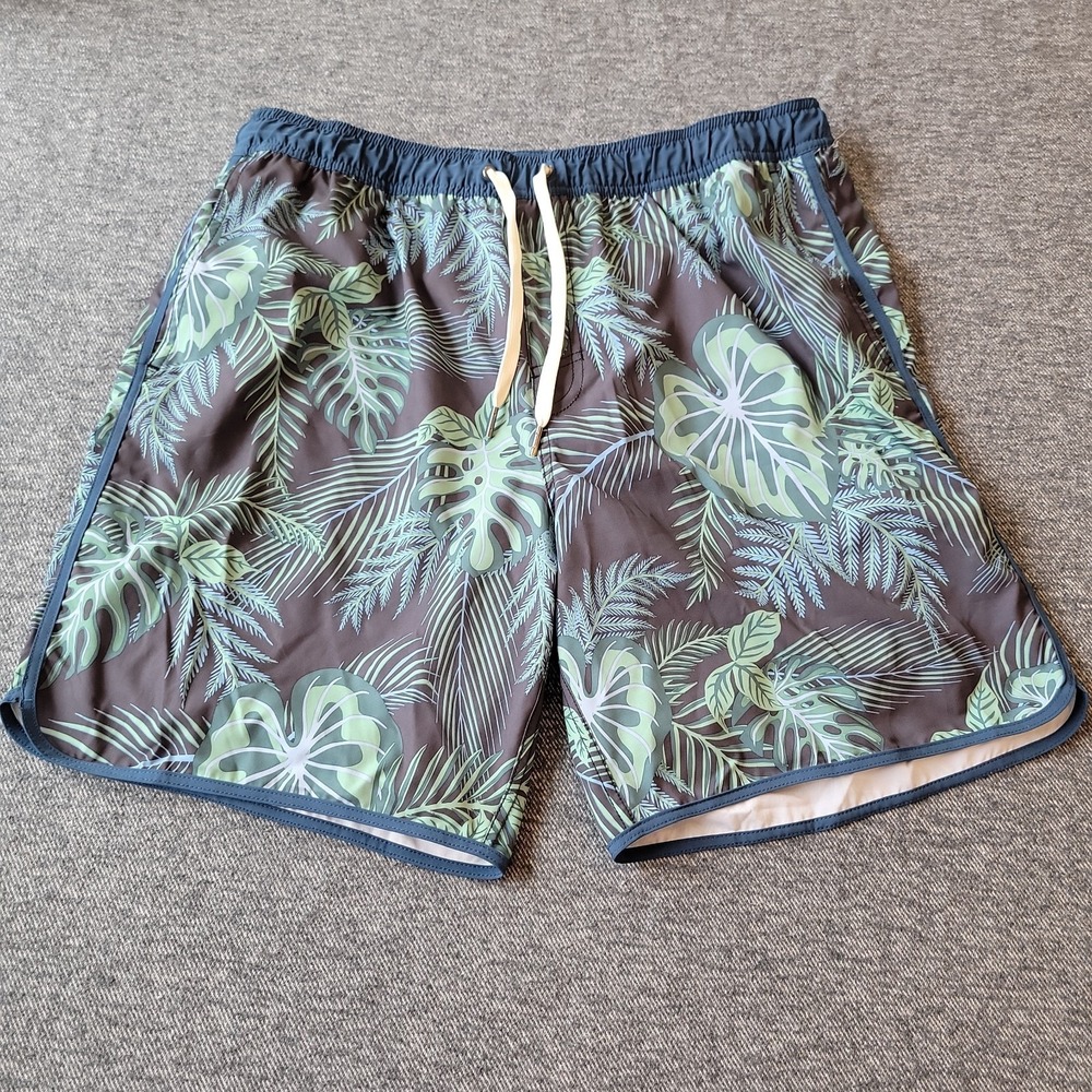 Fair Harbor Swim Trunks Men's 2XL Blue Green Tropical Lined Stretch Quick Dry